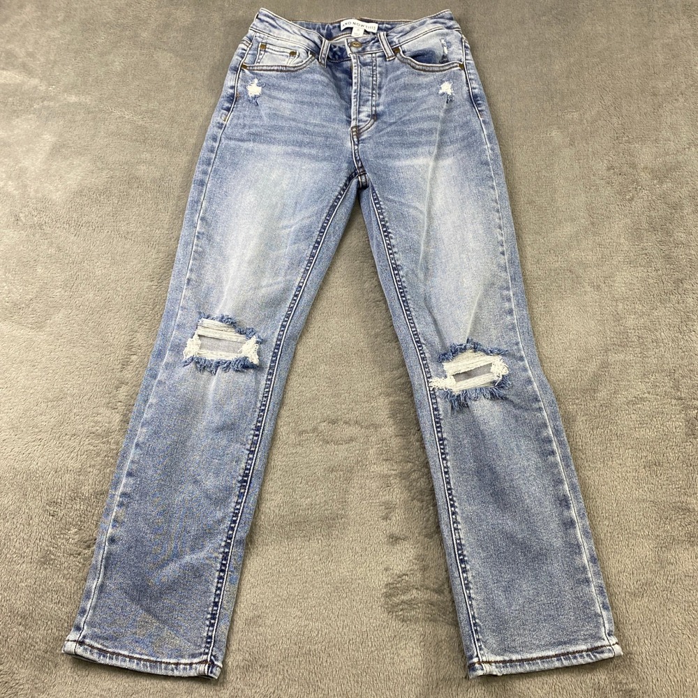 And Now This Women's Size 25 Distressed Light Wash Denim Jeans Button Fly Grunge